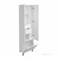 Шкаф - колонна Aquaton Симпл двустворчатая с бельевой корзиной белый 1A137403SL010