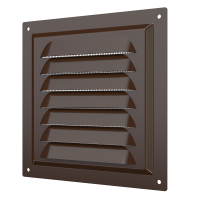 Решетка вентиляционная с покрытием полимерной эмалью 1515МЭ с сеткой, коричневая (сталь, 150 мм * 150 мм)